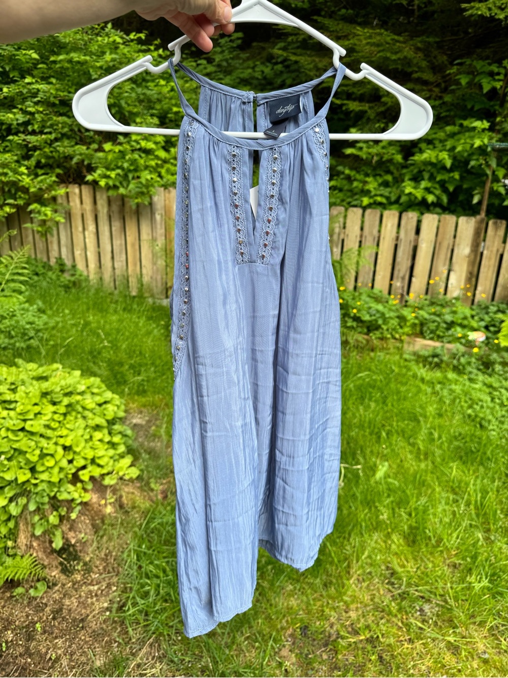Daytrip Light Blue Crochet-Trim Sleeveless tank